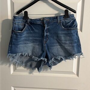 Denim Blue Frayed Women's Shorts